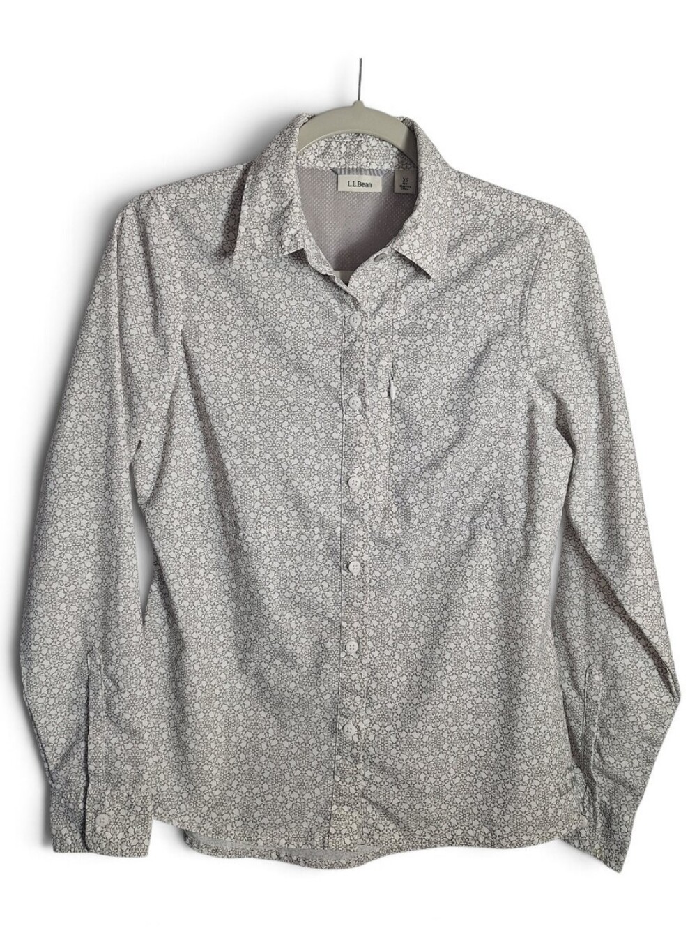 LL Bean Hiking Button Down Shirt Long Sleeve Floral Vented XS Womens